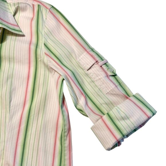 Vintage Starington Button Up Shirt Top Size 10 Long Sleeve Hipster Retro Striped - Picture 7 of 11